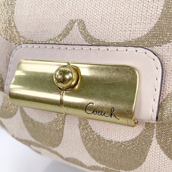 COACH Kristin Signature C Beige Gold Linen Hobo Handbag - M1082-16817 - Picture 11 of 14